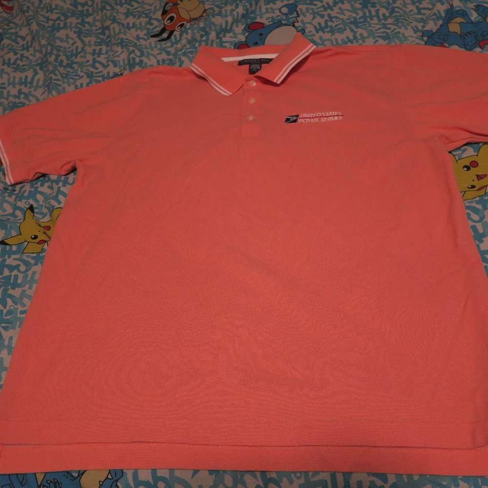 USPS Vintage Shirt Adult XL Chestnut Hill Polo Peach Short Sleeve Shirt - Postal